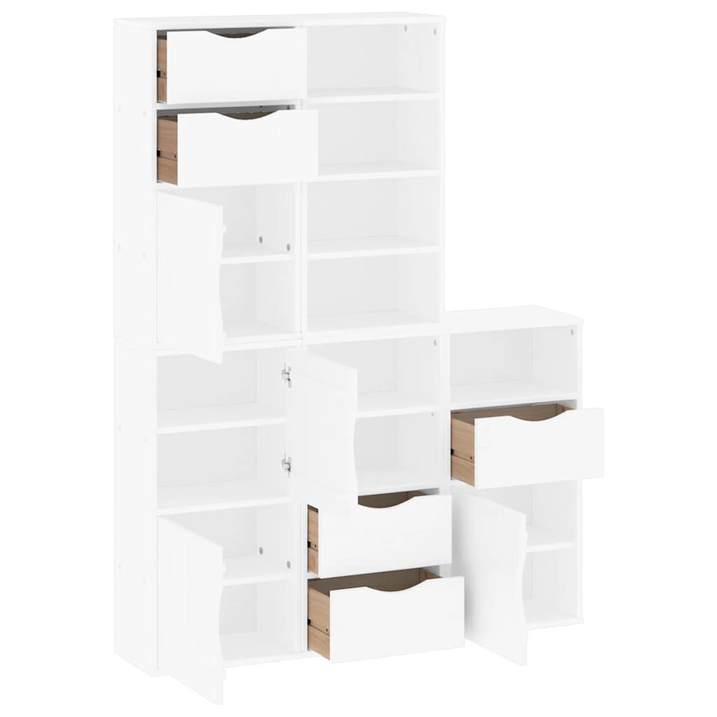 Side Cabinets 5 pcs ODDA White 40x24x79 cm Solid Wood Pine