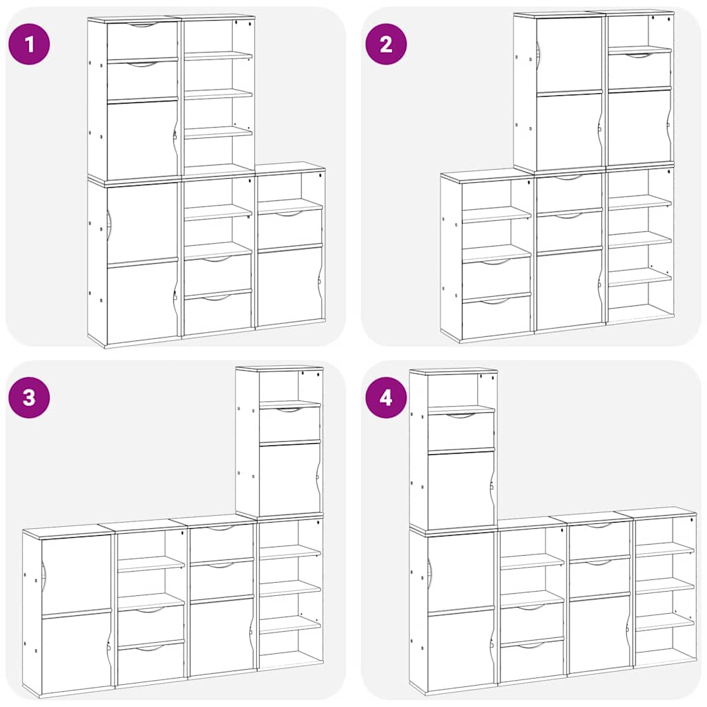 Side Cabinets 5 pcs ODDA White 40x24x79 cm Solid Wood Pine