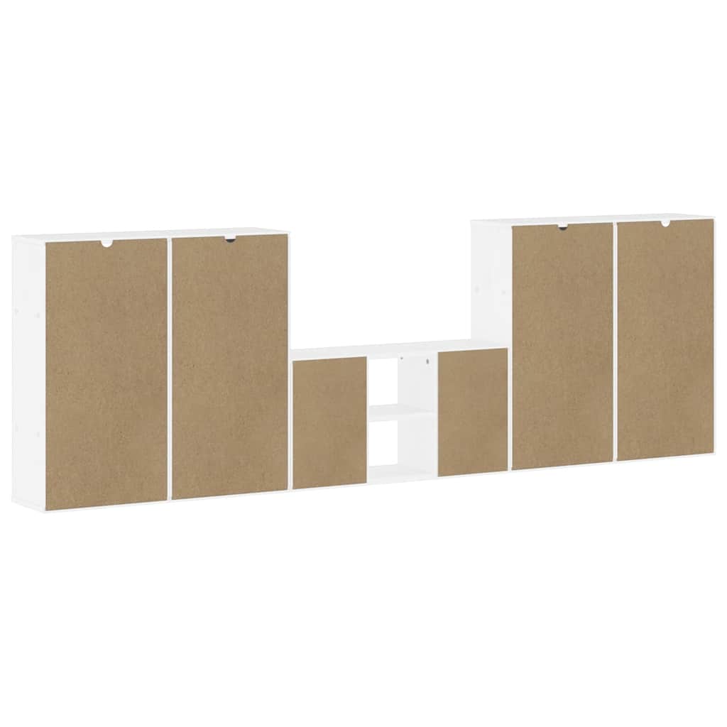 5 Piece TV Units with Storage ODDA White Solid Wood Pine