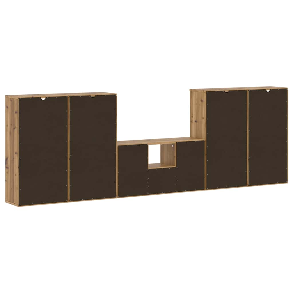 5 Piece TV Units with Storage ODDA Solid Wood Pine