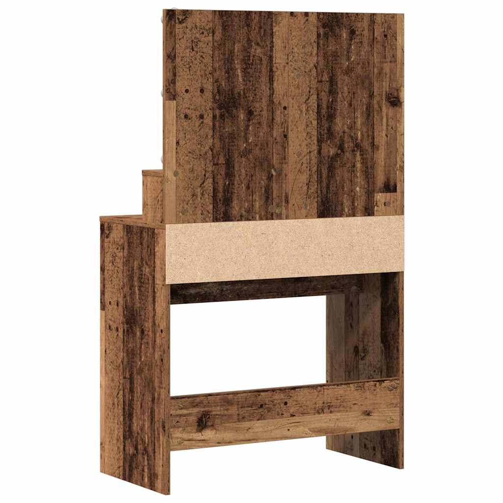 Modern Wooden Dressing Table Makeup Vanity Desk With Storage & LED Lights Mirror