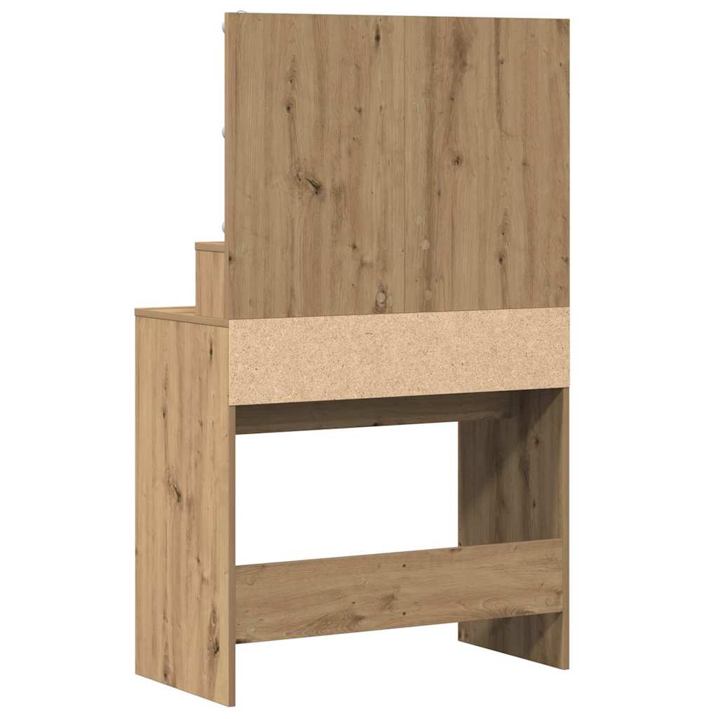 Modern Wooden Dressing Table Makeup Vanity Desk With Storage & LED Lights Mirror