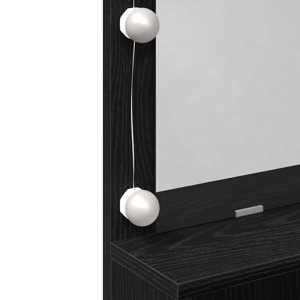 Modern Wooden Dressing Table Makeup Vanity Desk With Storage & LED Lights Mirror