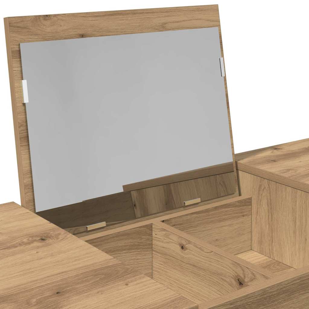 Modern Wooden Dressing Table Makeup Vanity Desk With Drawers & Pull Up Mirror