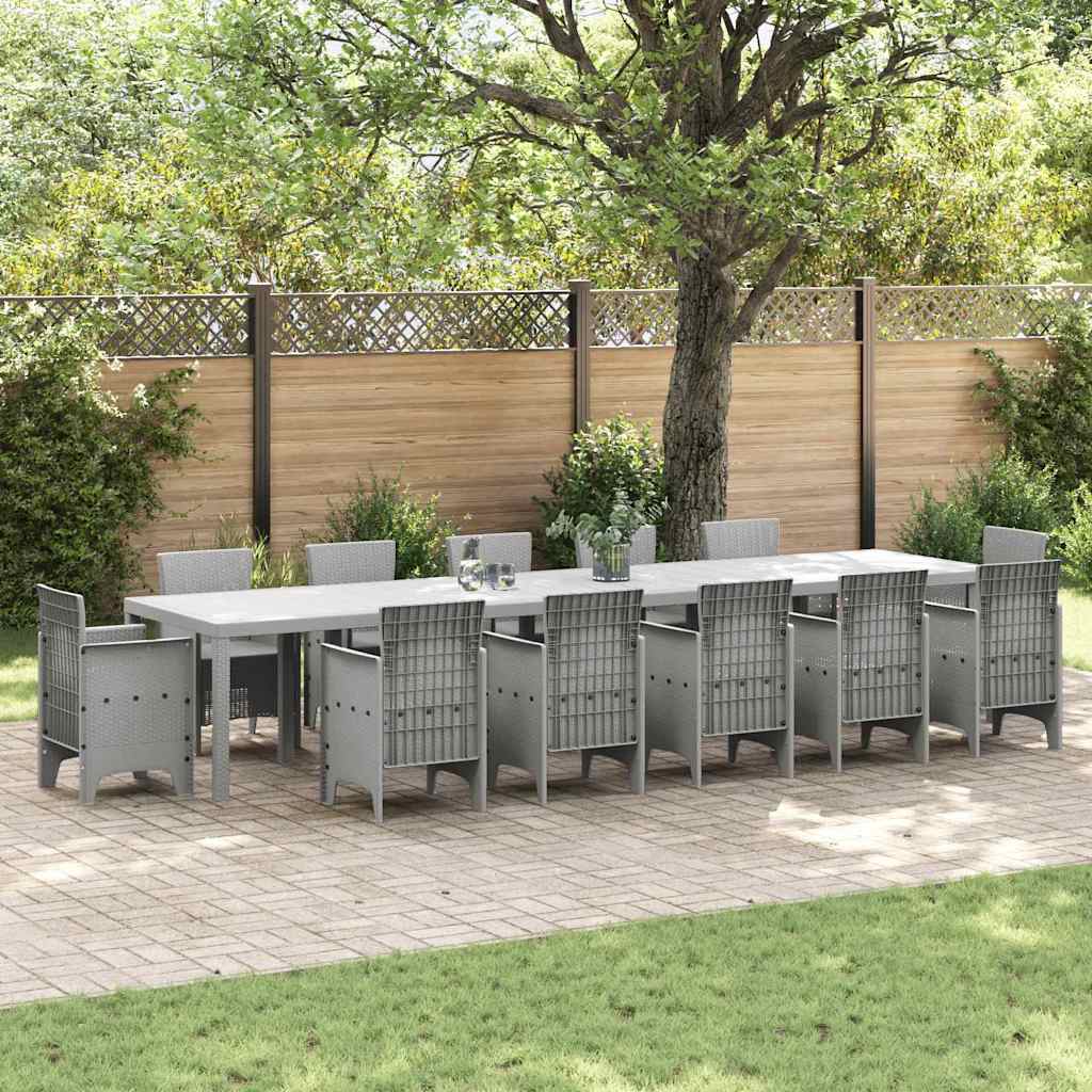 vidaXL Garden Table Light Grey 400 x 100 x 73 cm Poly Rattan