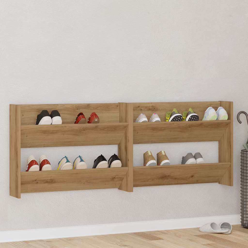 Wall Shoe Cabinets with Shelf Artisan oak Engineered wood