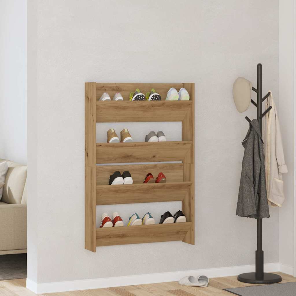 Wall Shoe Cabinets with Shelf Artisan oak Engineered wood