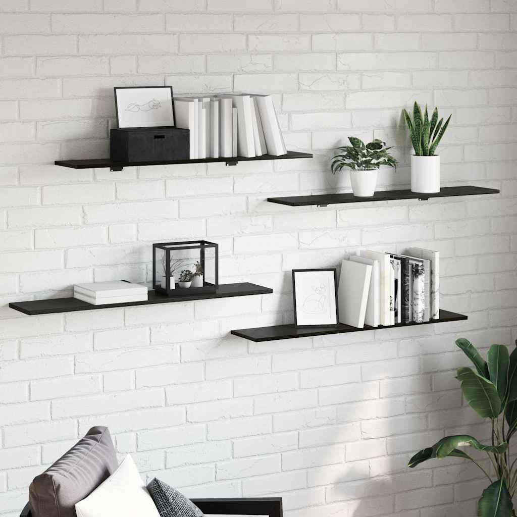 Bookshelf Board 4 pcs Black 100 x 20 x 1.5 cm Engineered wood