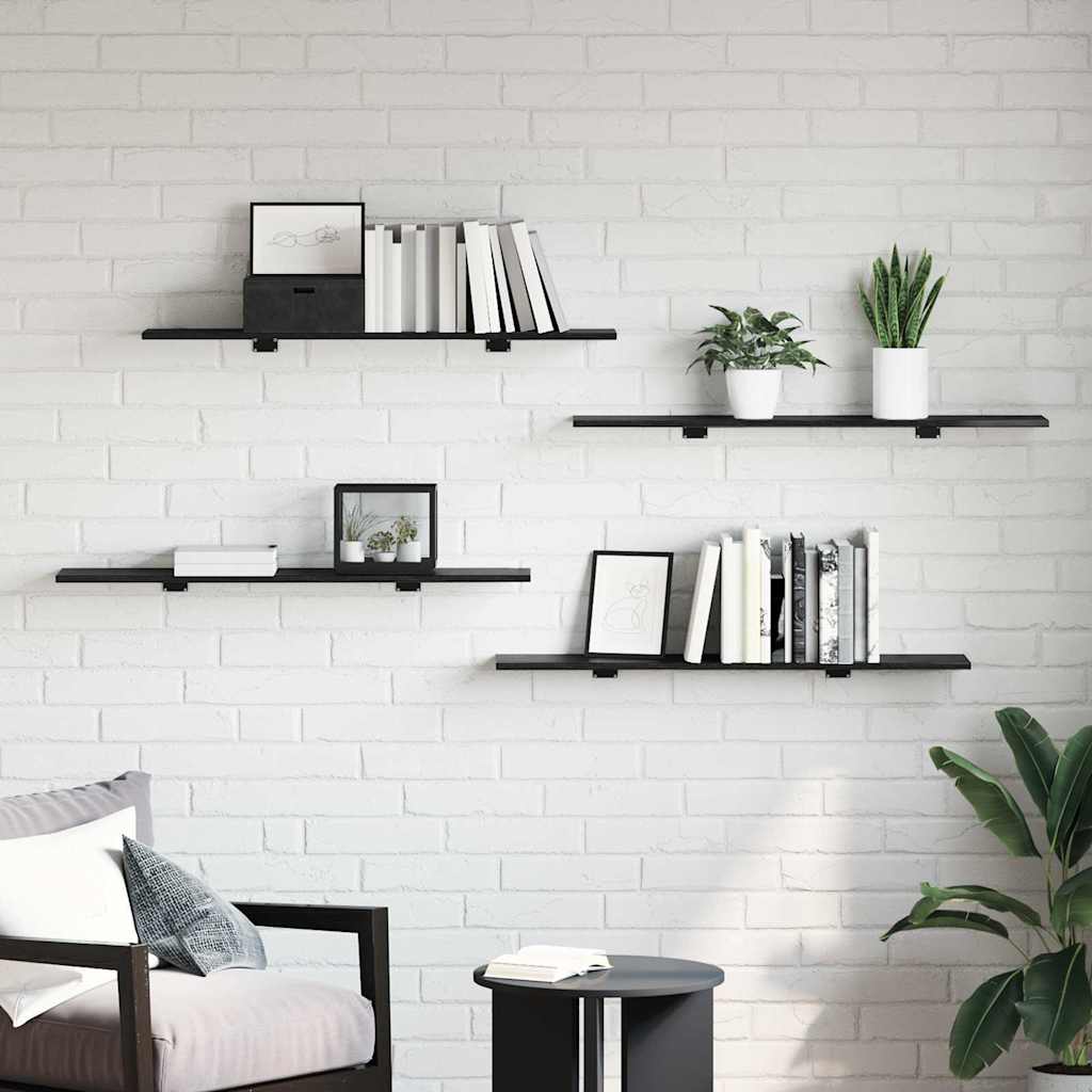 Bookshelf Board 4 pcs Black 100 x 20 x 1.5 cm Engineered wood
