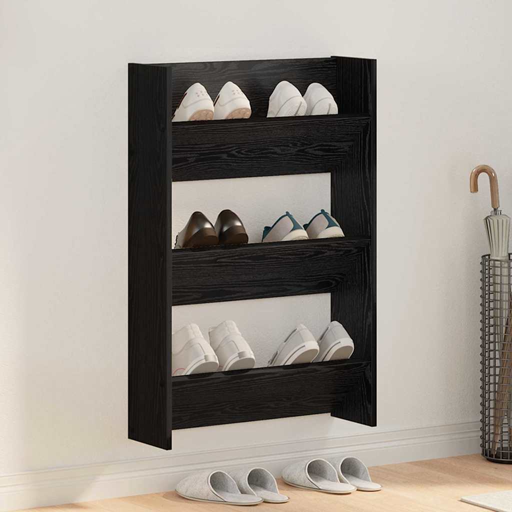 Wall Shoe Cabinet with Shelf Other Black oak Engineered wood