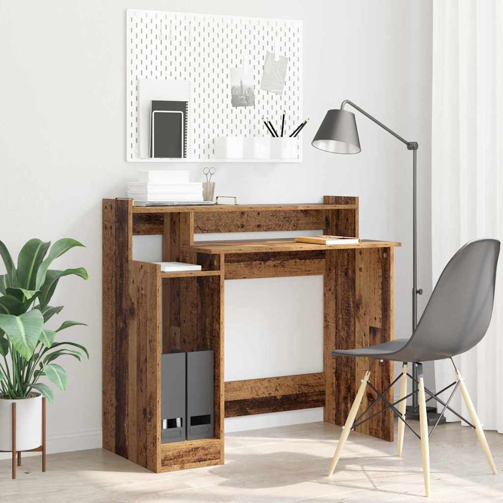 Modern Wooden Home Office Computer Gaming Desk With LED Lights Monitor Stand