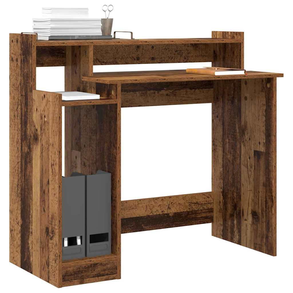 Modern Wooden Home Office Computer Gaming Desk With LED Lights Monitor Stand