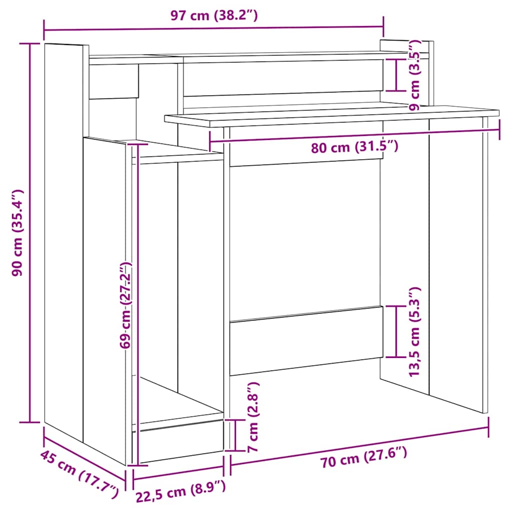 Modern Wooden Home Office Computer Gaming Desk With LED Lights Monitor Stand