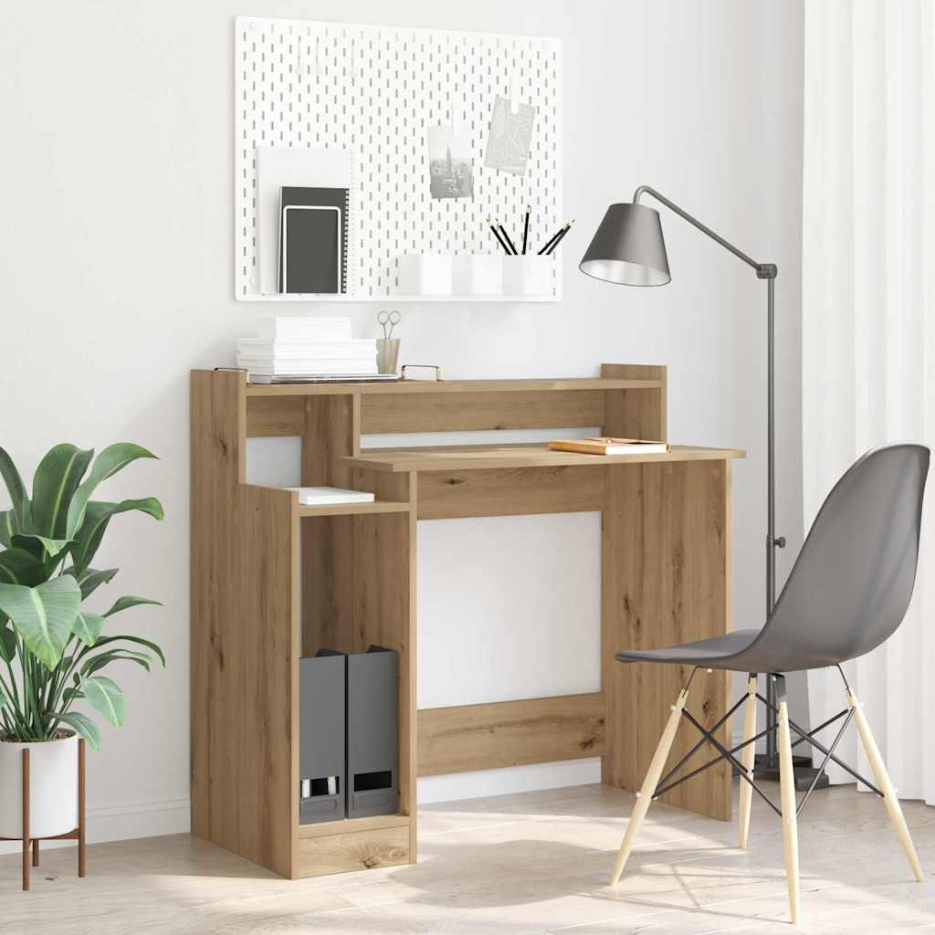 Modern Wooden Home Office Computer Gaming Desk With LED Lights Monitor Stand