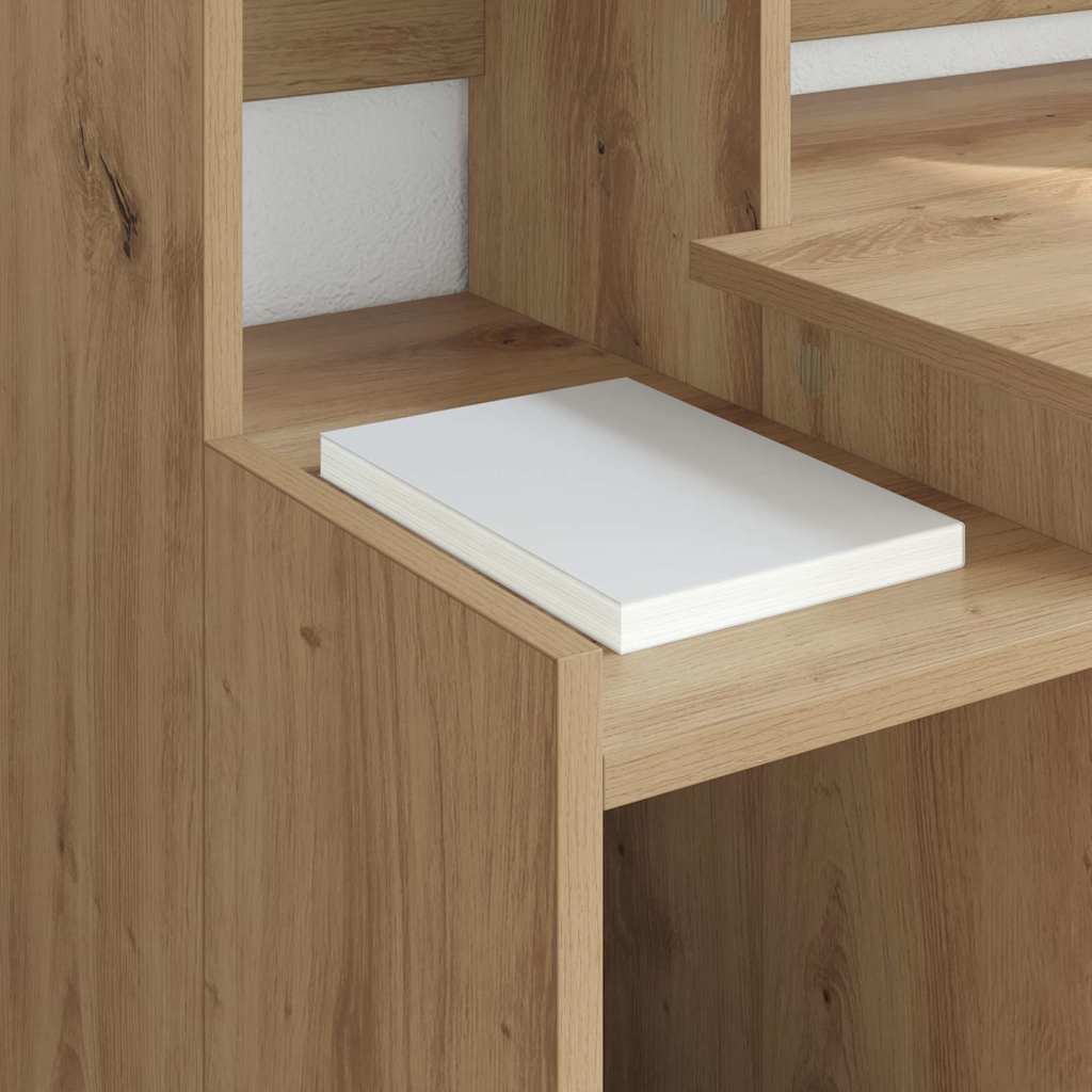 Modern Wooden Home Office Computer Gaming Desk With LED Lights Monitor Stand