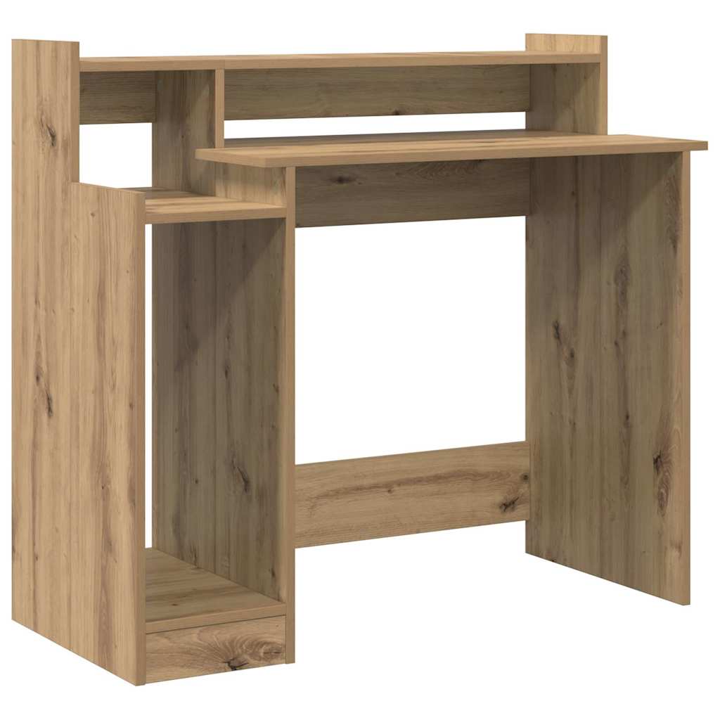 Modern Wooden Home Office Computer Gaming Desk With LED Lights Monitor Stand