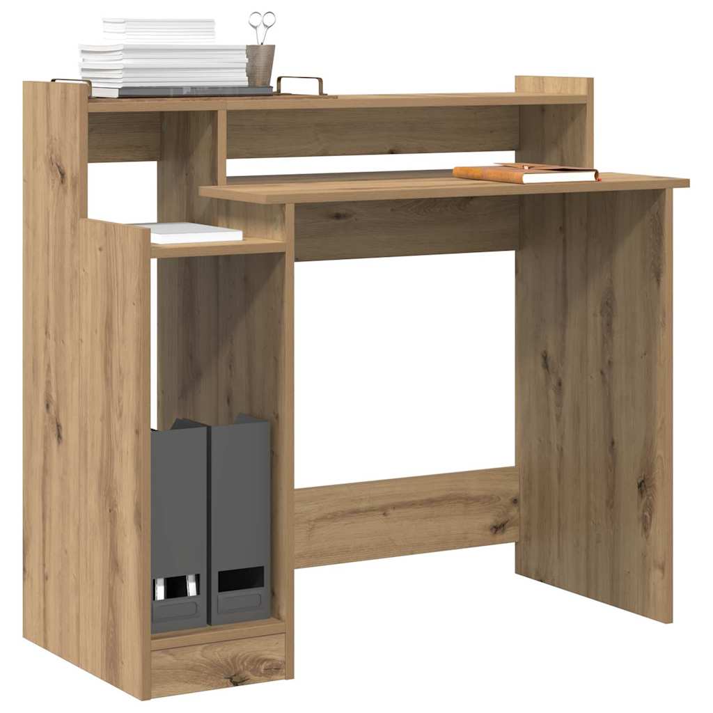 Modern Wooden Home Office Computer Gaming Desk With LED Lights Monitor Stand