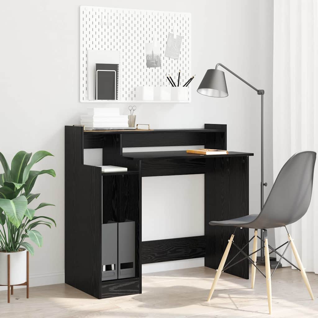 Modern Wooden Home Office Computer Gaming Desk With LED Lights Monitor Stand