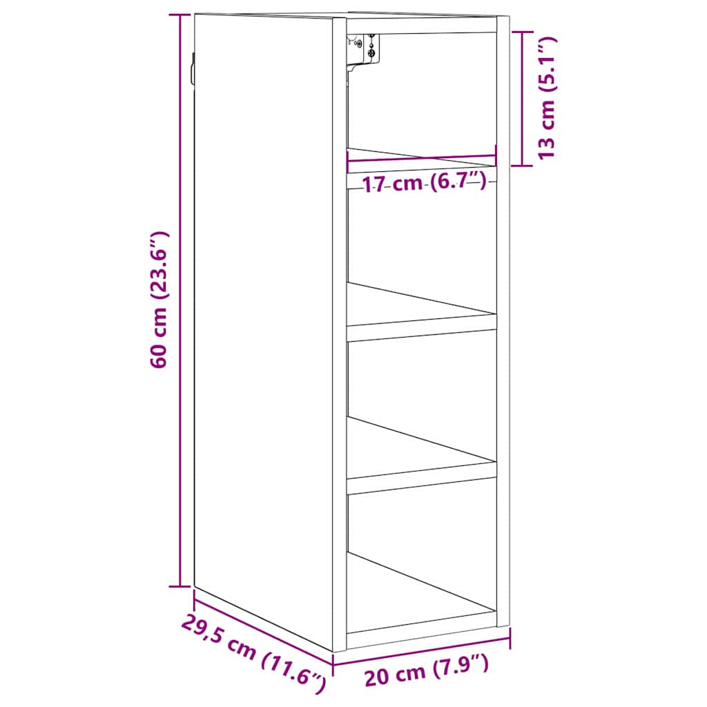 Hanging Cabinet with Shelf Riga Black oak 20 x 29.5 x 60 cm