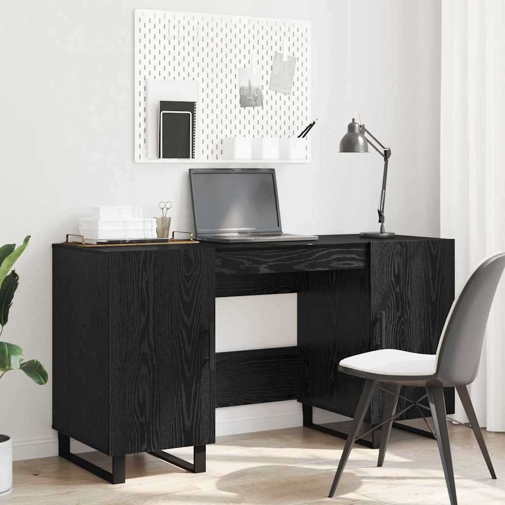 Modern Wooden Home Office Computer Table Desk With 2 Storage Cupboards Wood