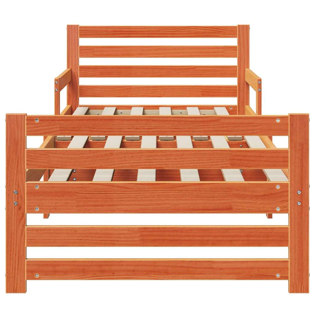 Extendable Bed Frame for Kids Wax brown 80 x 130 / 165 / 200 cm