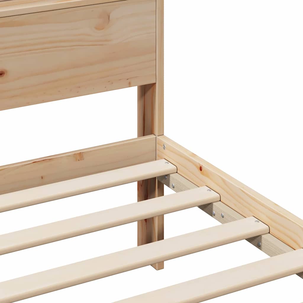 Bed Frame with Headboard Brown 100 x 200 cm Solid pine wood