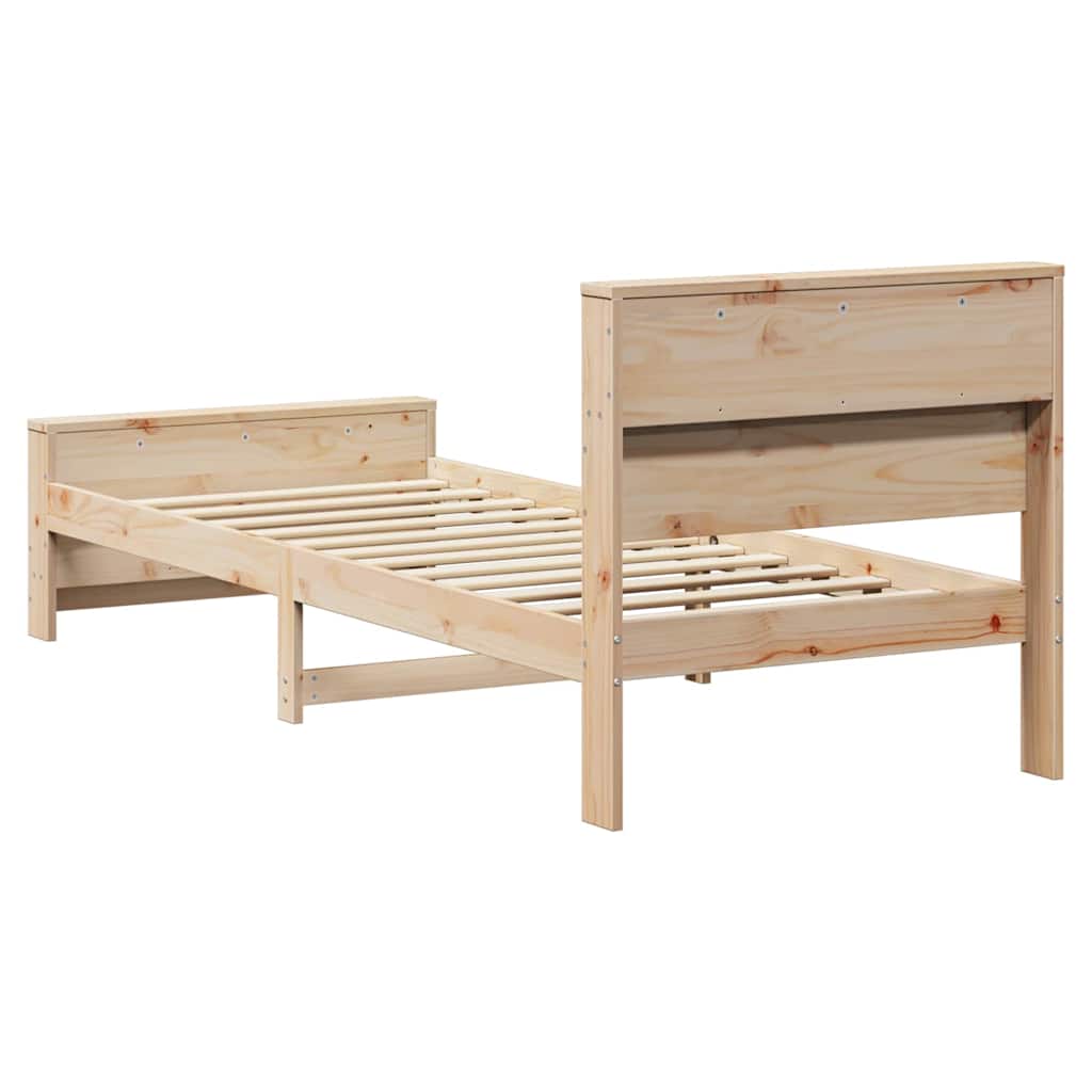 Bed Frame with Headboard Brown 100 x 200 cm Solid pine wood