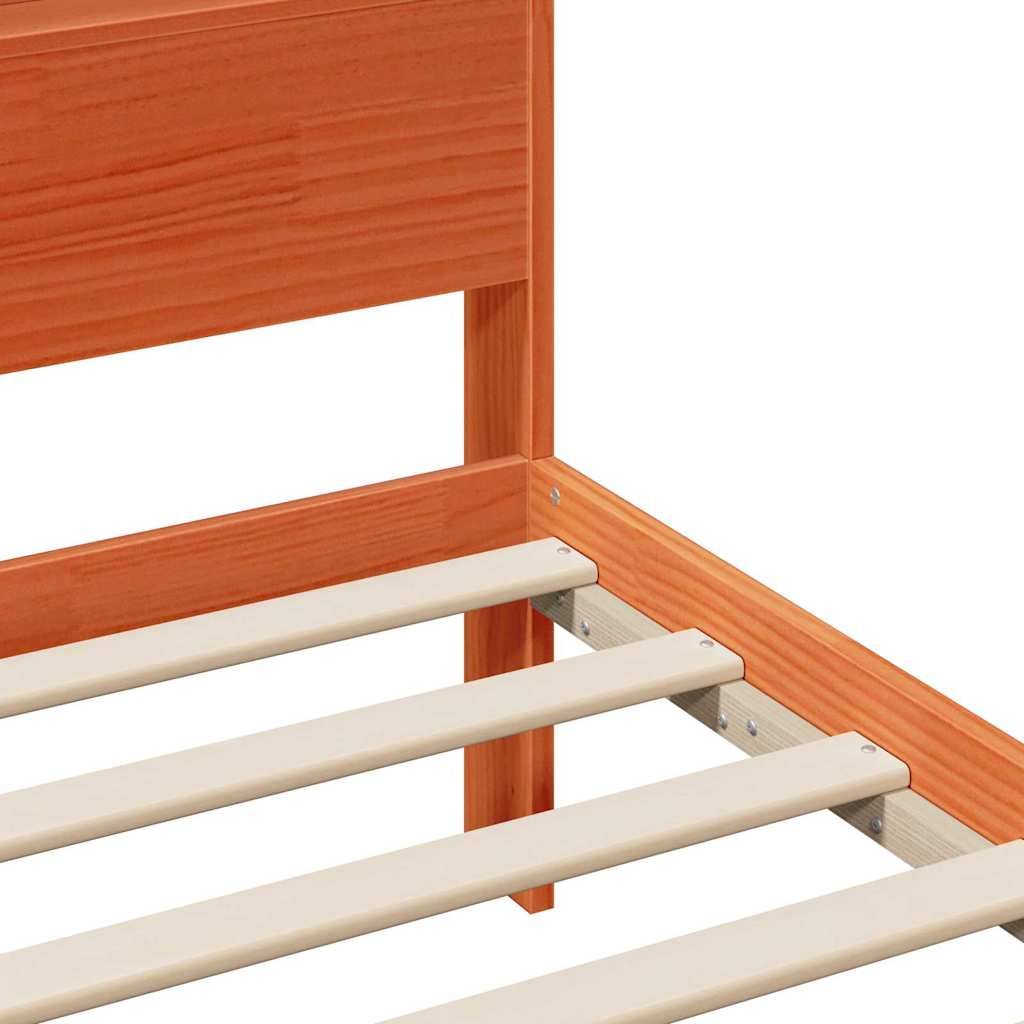 Bed Frame with Headboard Wax brown 100 x 200 cm Solid pine wood
