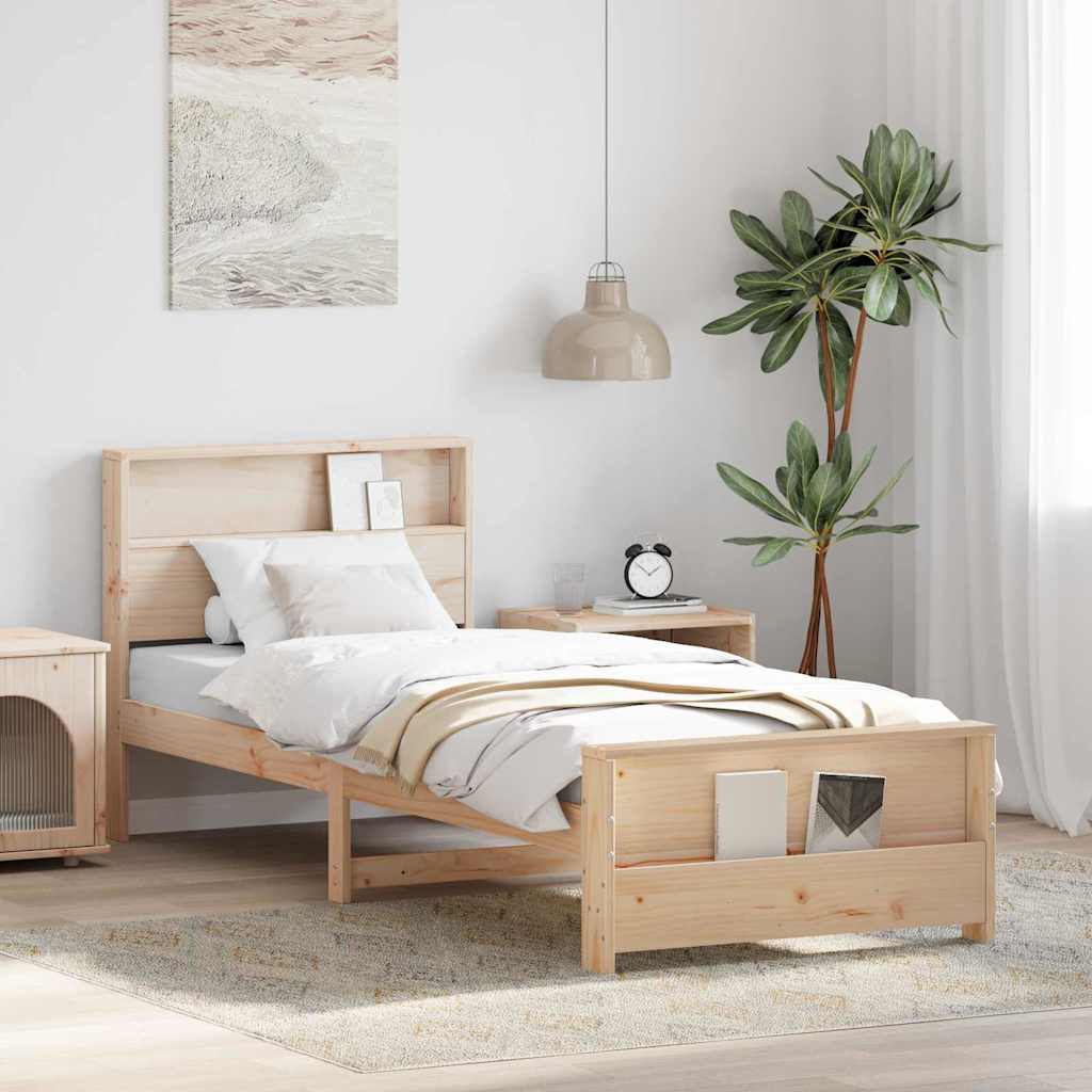 Bed Frame with Headboard Brown 80 x 200 cm Solid pine wood