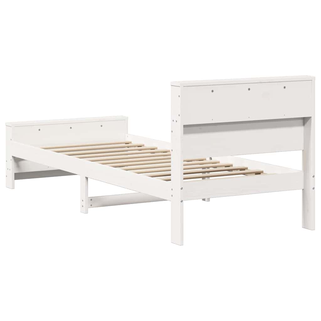 Bed Frame with Headboard White 80 x 200 cm Solid pine wood