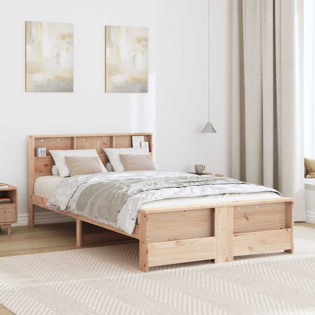 Bed Frame with Headboard Brown 140 x 190 cm Solid pine wood