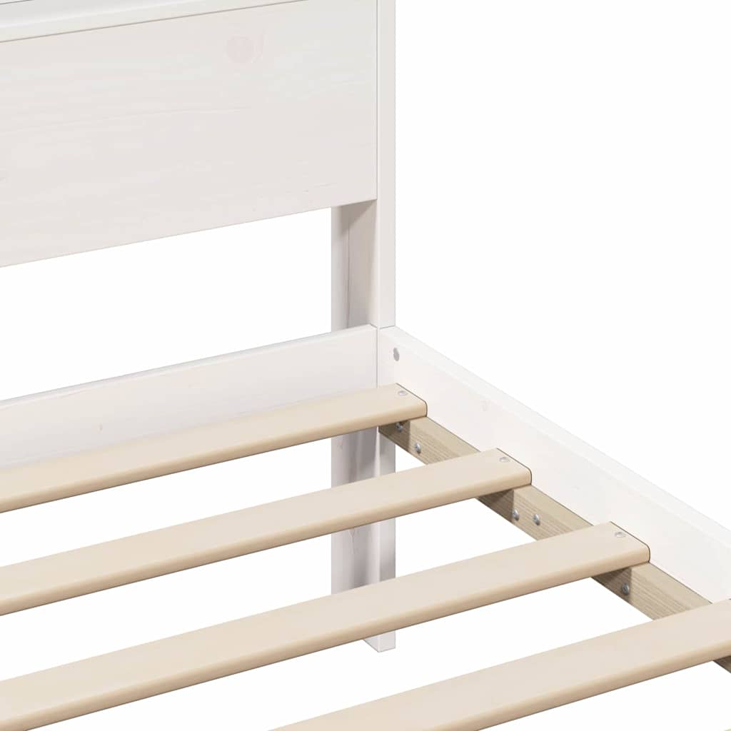 Bed Frame with Headboard White 140 x 190 cm Solid pine wood