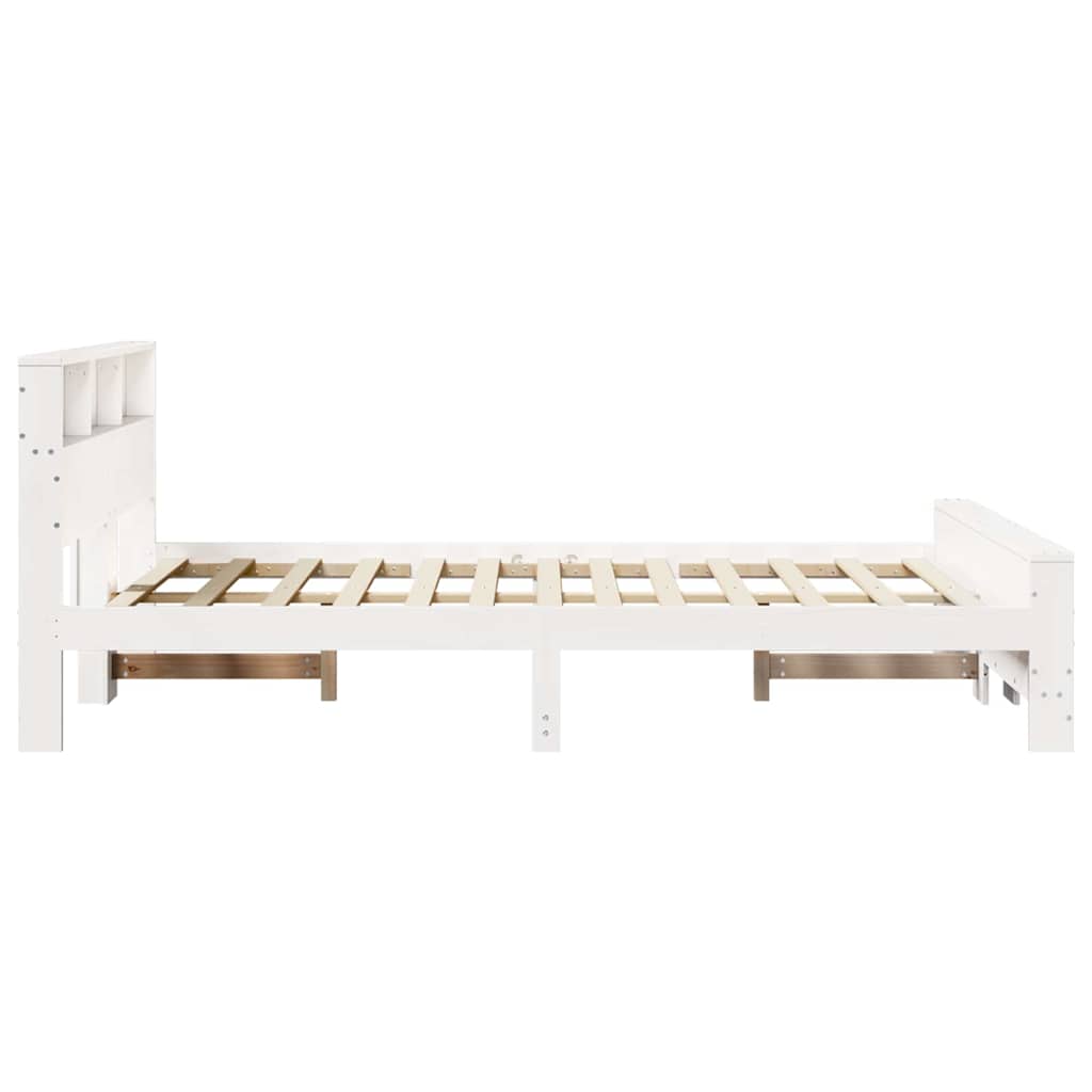 Bed Frame with Headboard White 140 x 190 cm Solid pine wood