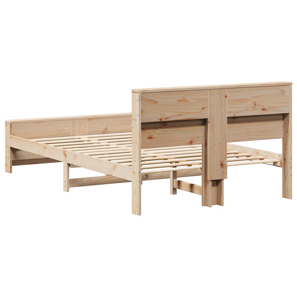 Bed Frame with Headboard Brown 135 x 190 cm Solid pine wood