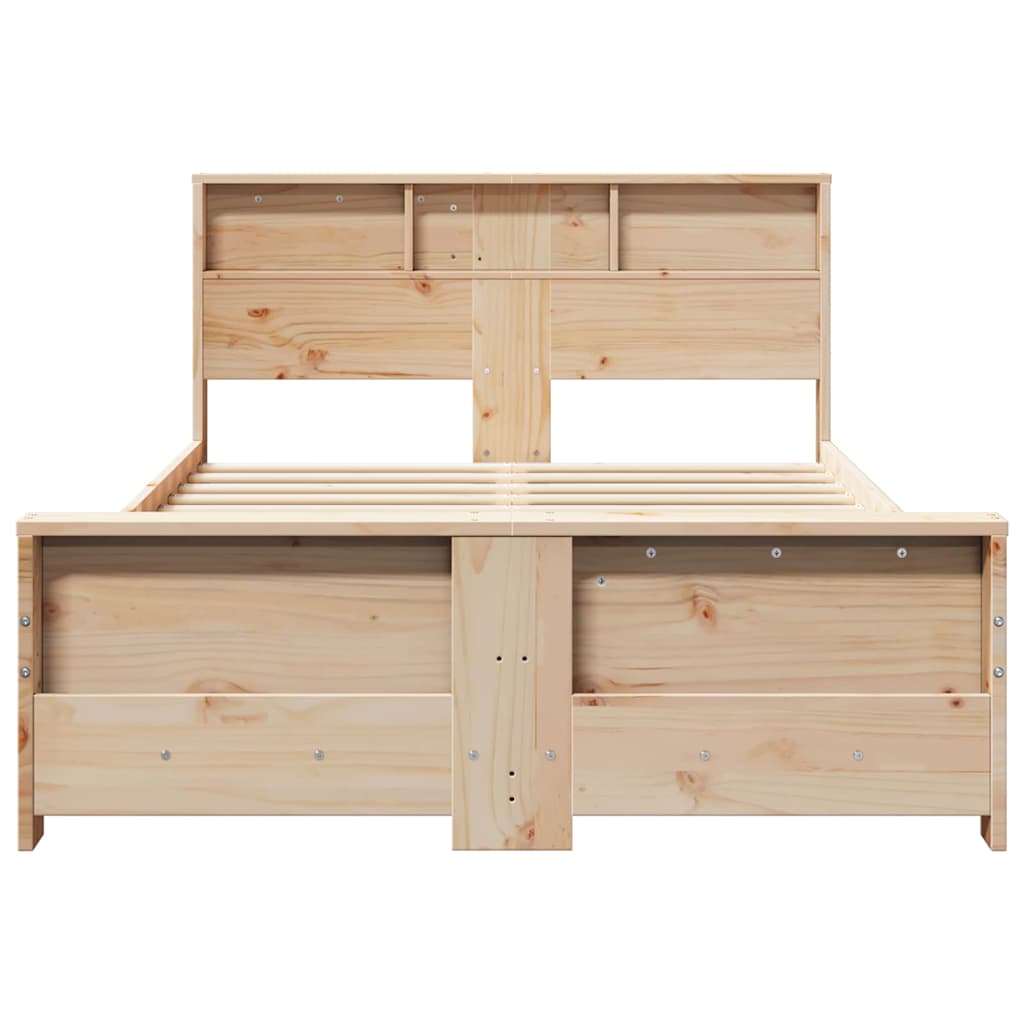 Bed Frame with Headboard Brown 135 x 190 cm Solid pine wood