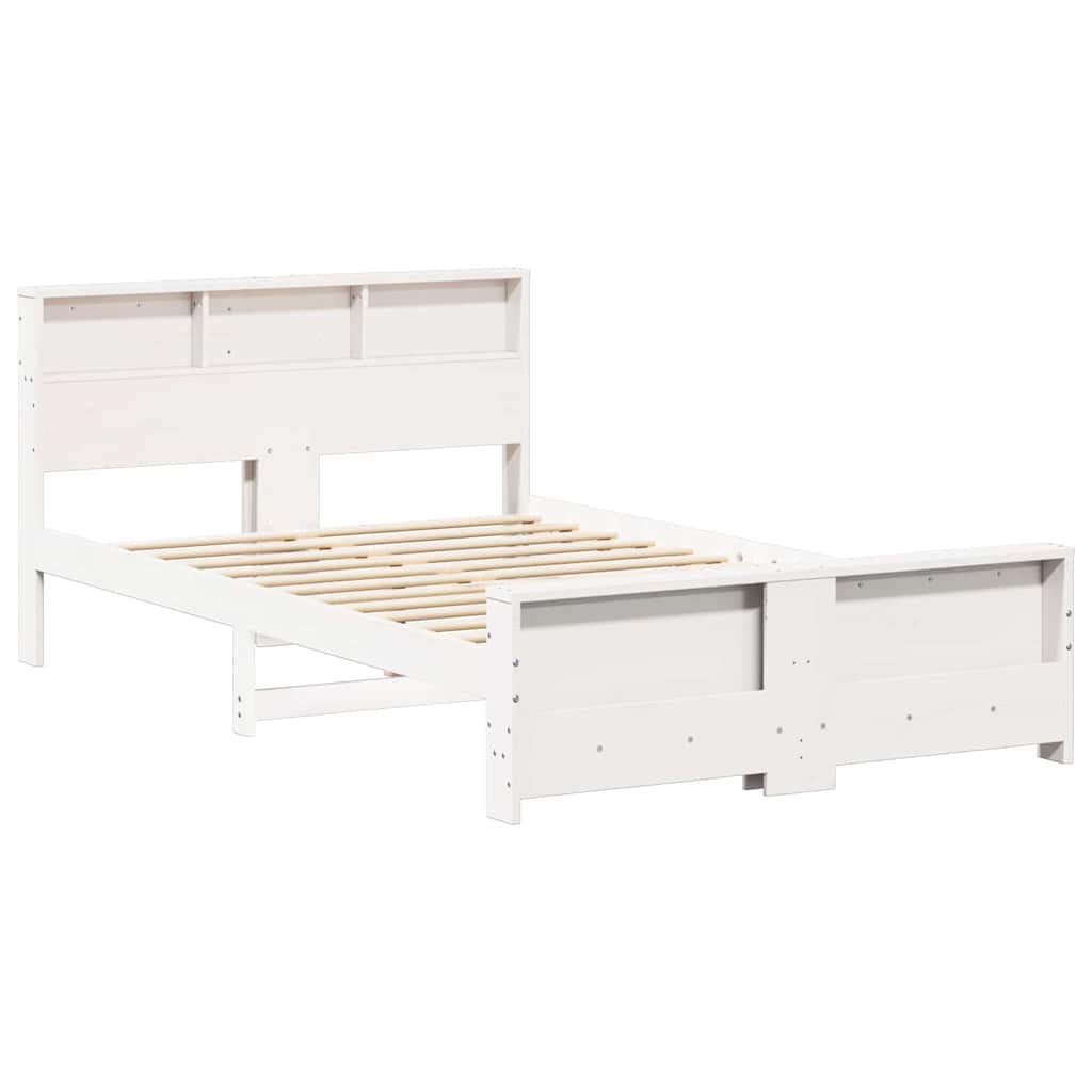 Bed Frame with Headboard White 135 x 190 cm Solid pine wood