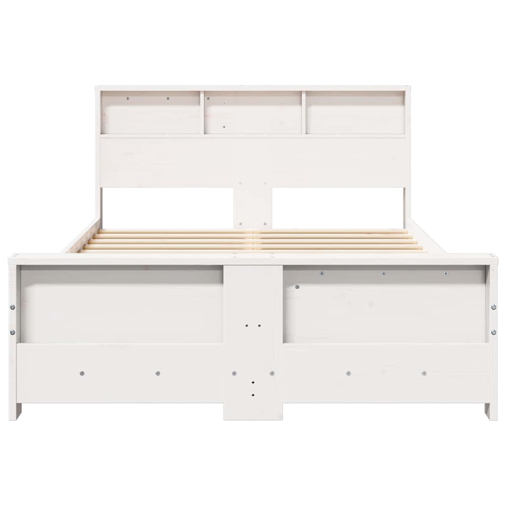 Bed Frame with Headboard White 135 x 190 cm Solid pine wood