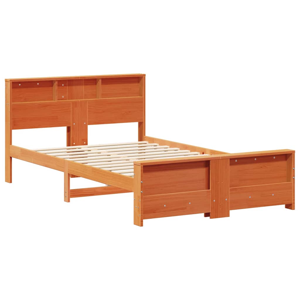 Bed Frame with Headboard Wax brown 120 x 190 cm Solid pine wood