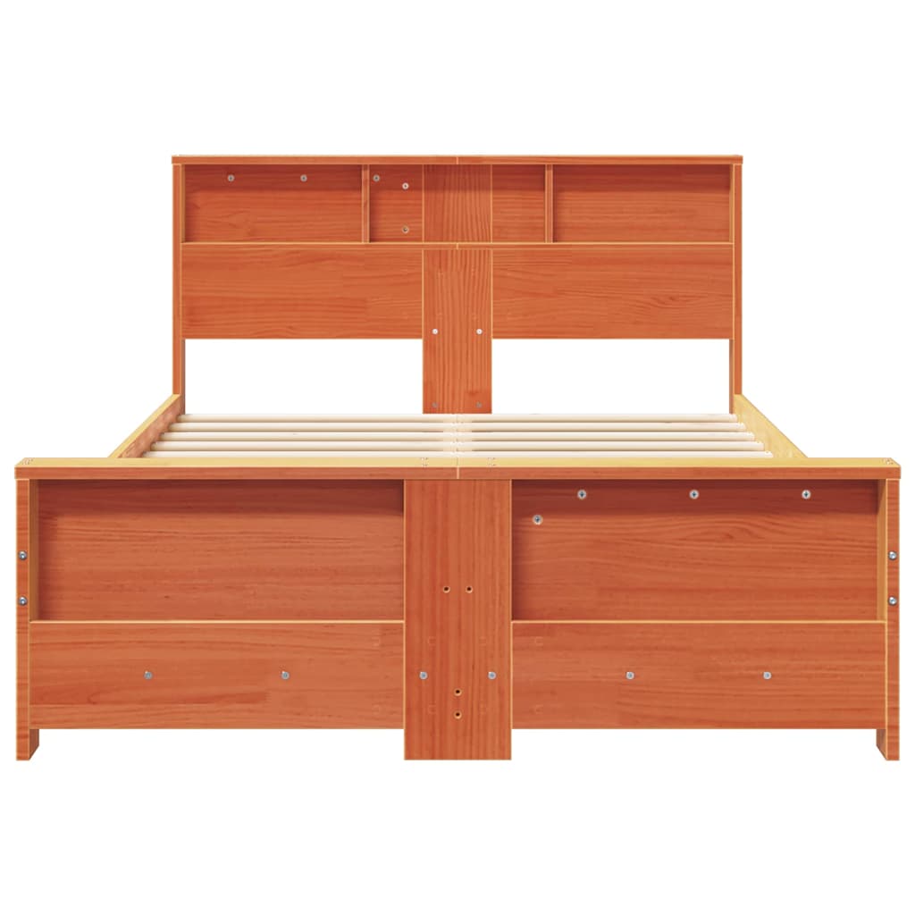 Bed Frame with Headboard Wax brown 120 x 190 cm Solid pine wood