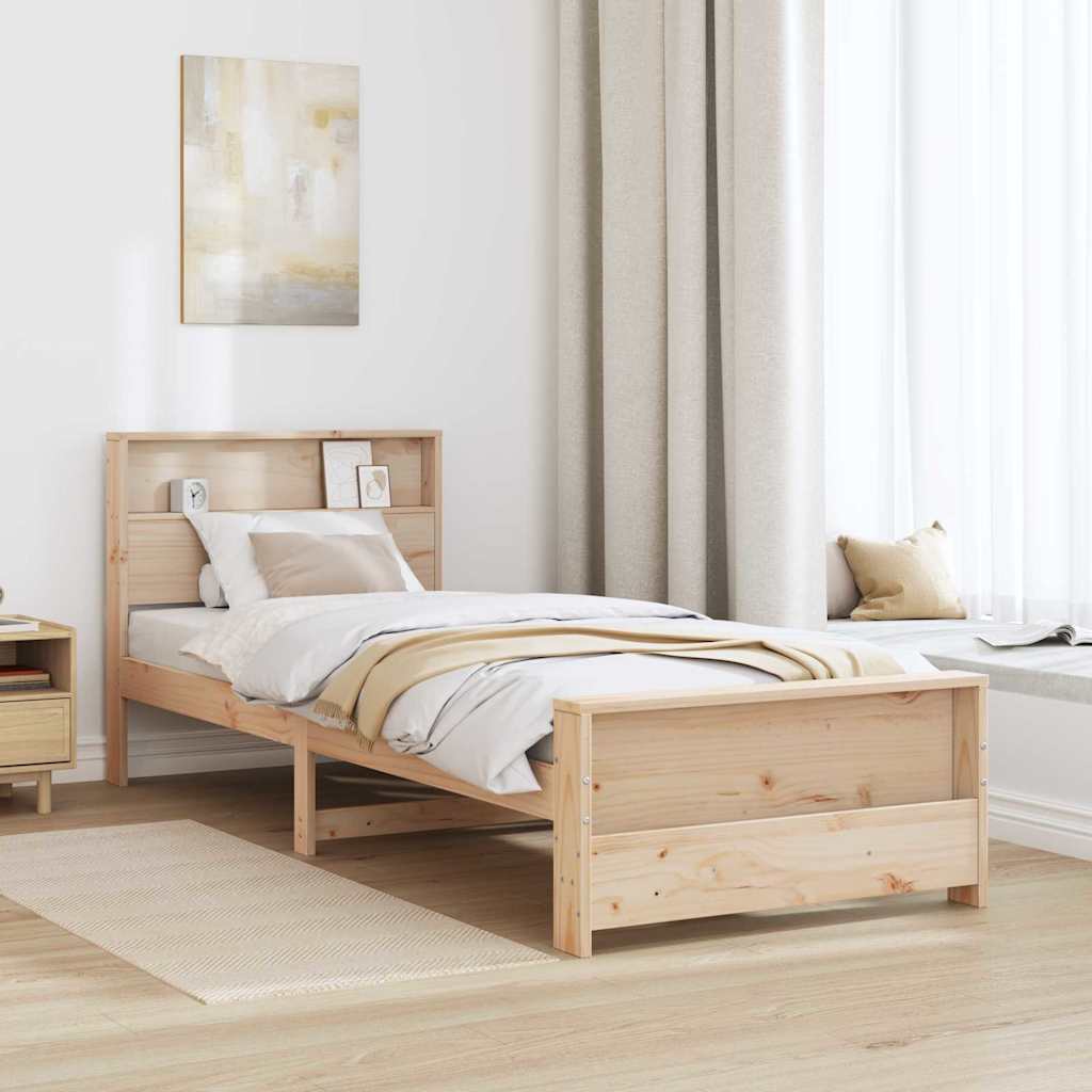 Bed Frame with Headboard Brown 90 x 190 cm Solid pine wood