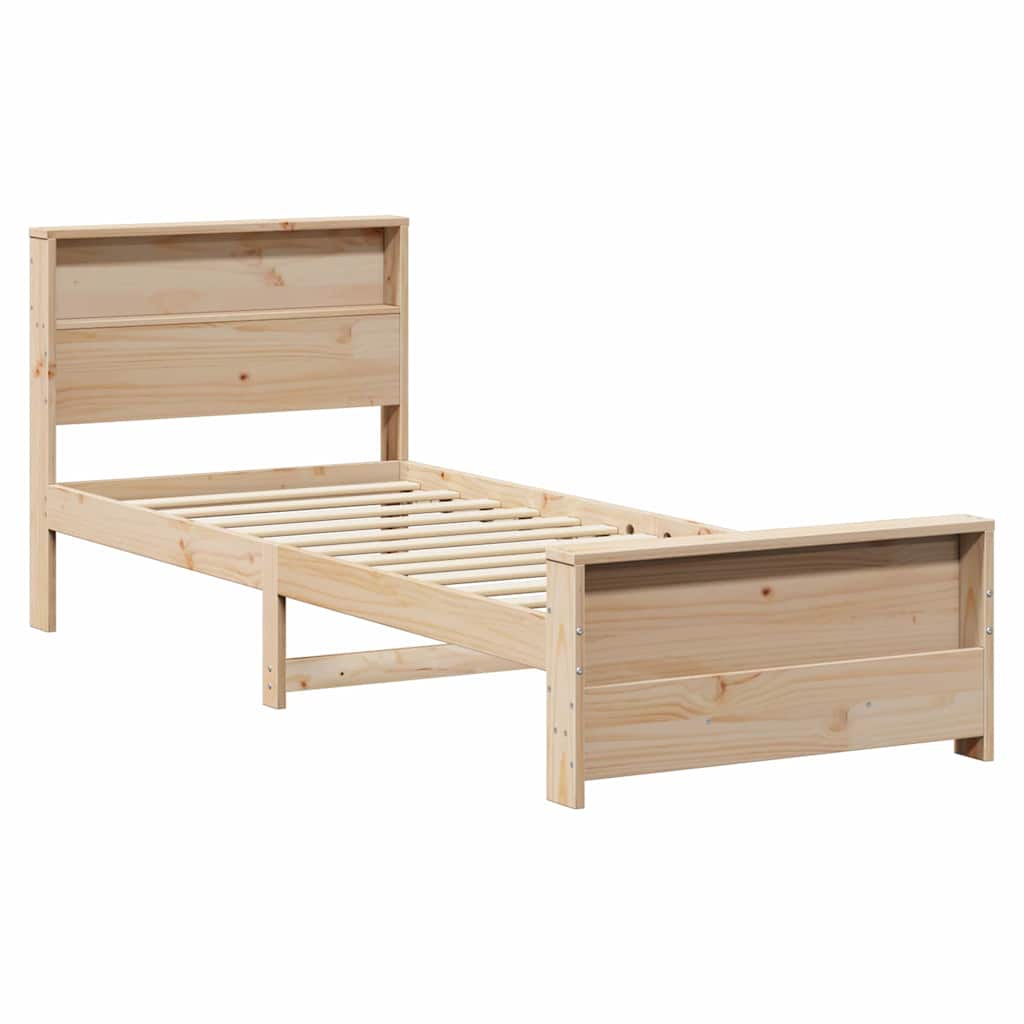Bed Frame with Headboard Brown 90 x 190 cm Solid pine wood
