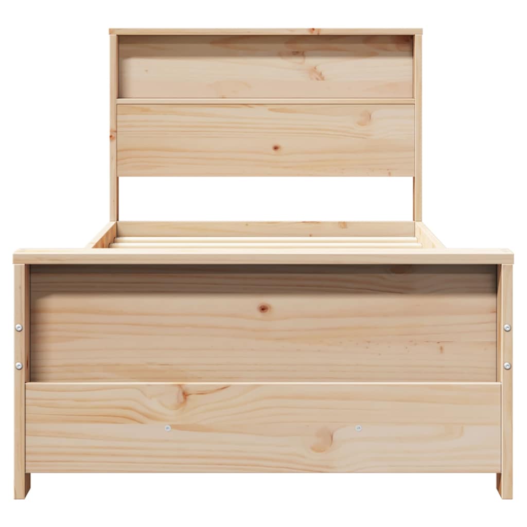 Bed Frame with Headboard Brown 90 x 190 cm Solid pine wood