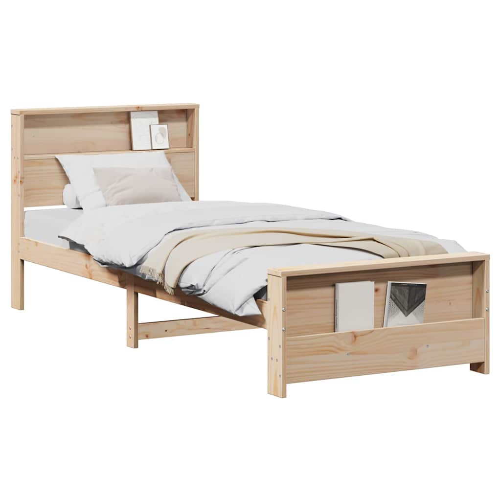 Bed Frame with Headboard Brown 90 x 190 cm Solid pine wood