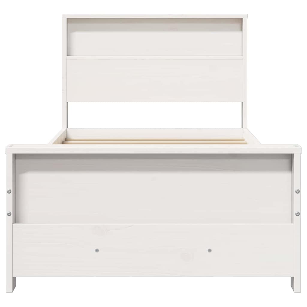 Bed Frame with Headboard White 90 x 190 cm Solid pine wood