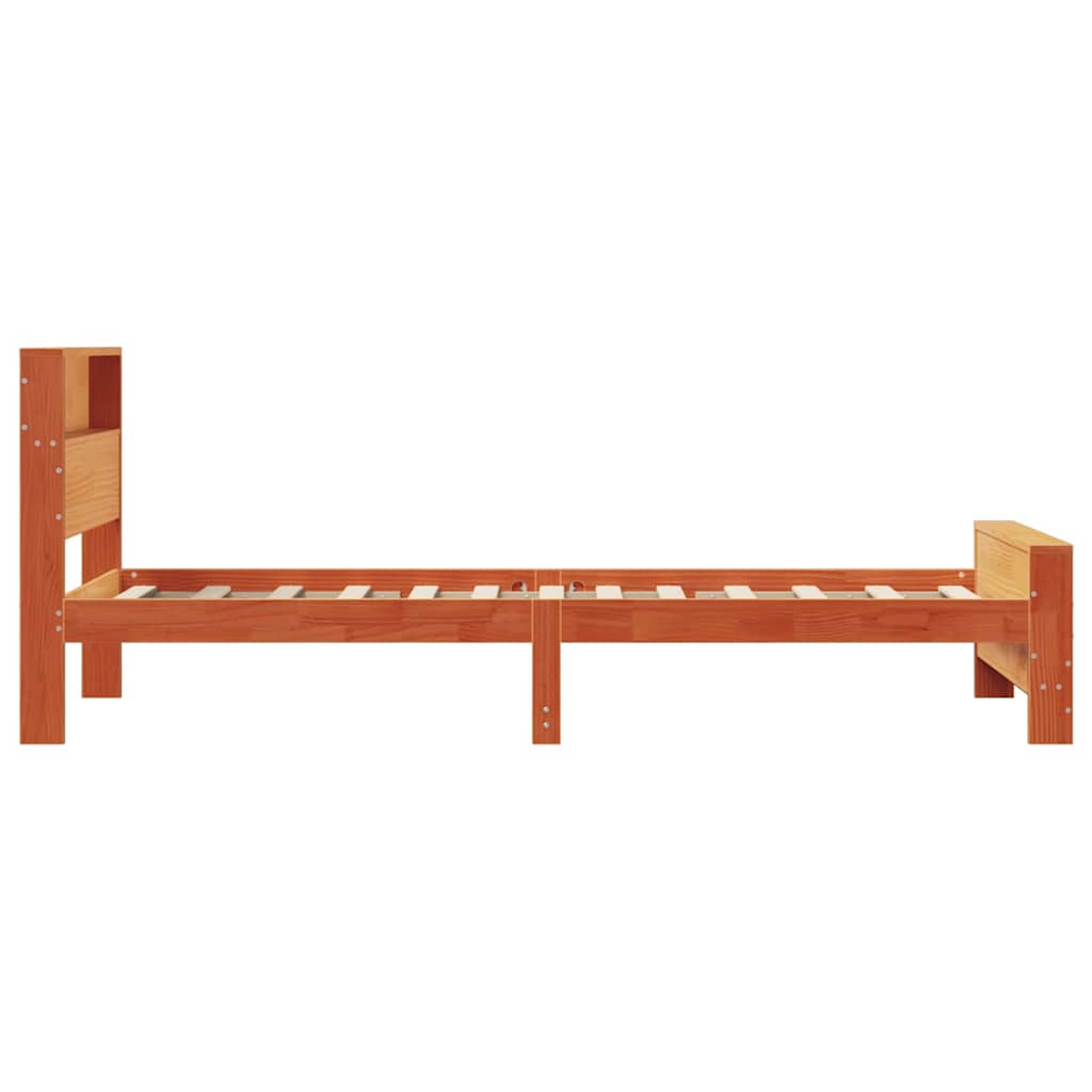 Bed Frame with Headboard Wax brown 90 x 190 cm Solid pine wood
