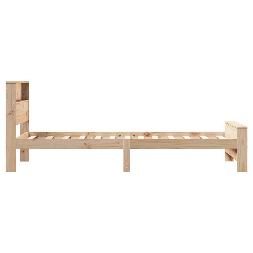 Bed Frame with Headboard Brown 75 x 190 cm Solid pine wood