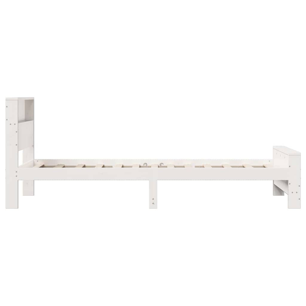 Bed Frame with Headboard White 75 x 190 cm Solid pine wood