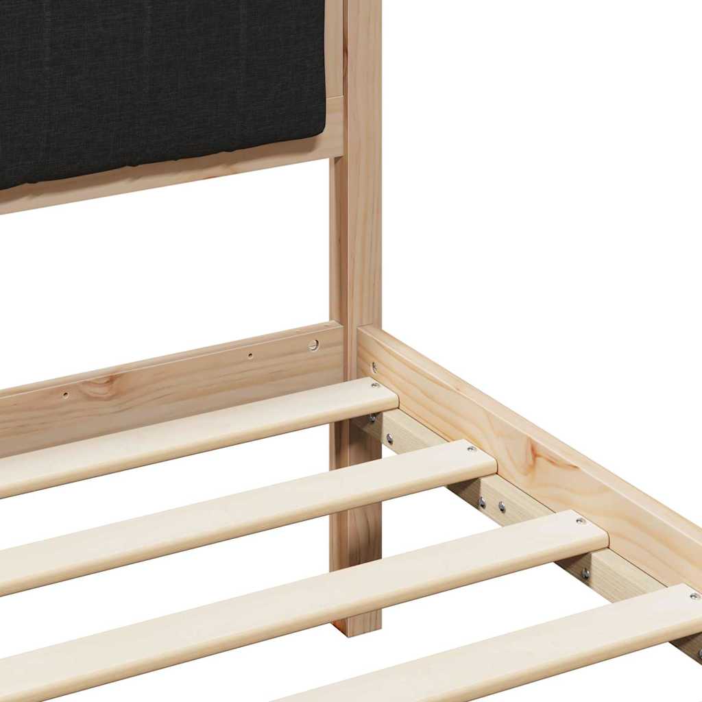 Bed frame Brown and black 90 x 200 cm Solid pine wood