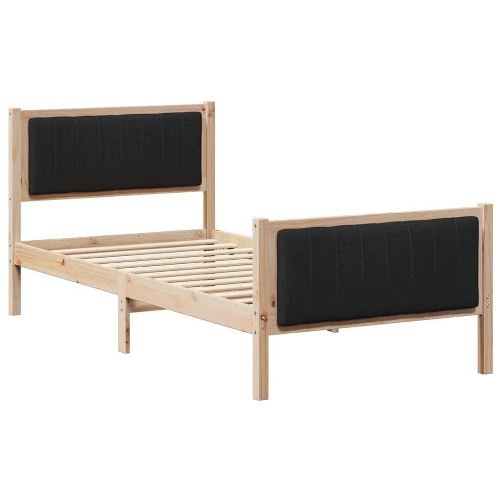 Bed frame Brown and black 90 x 200 cm Solid pine wood