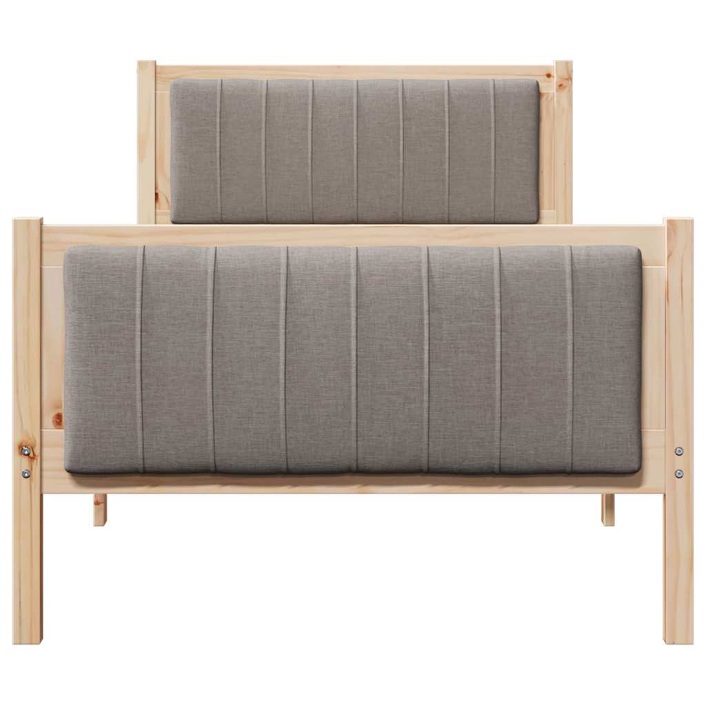 Bed frame Brown and taupe 90 x 200 cm Solid pine wood
